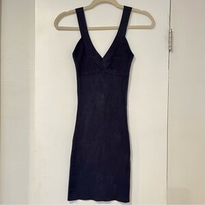 BCBGMaxAzria Navy Blue Bodycon V-neck Mini Dress Size S